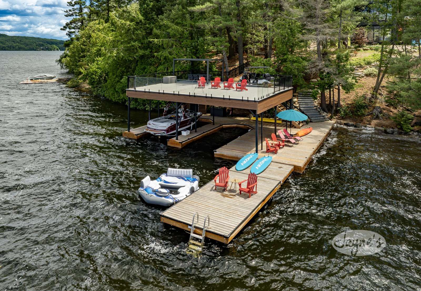 Boathouse, Dock, Upper Sun Deck & Seating