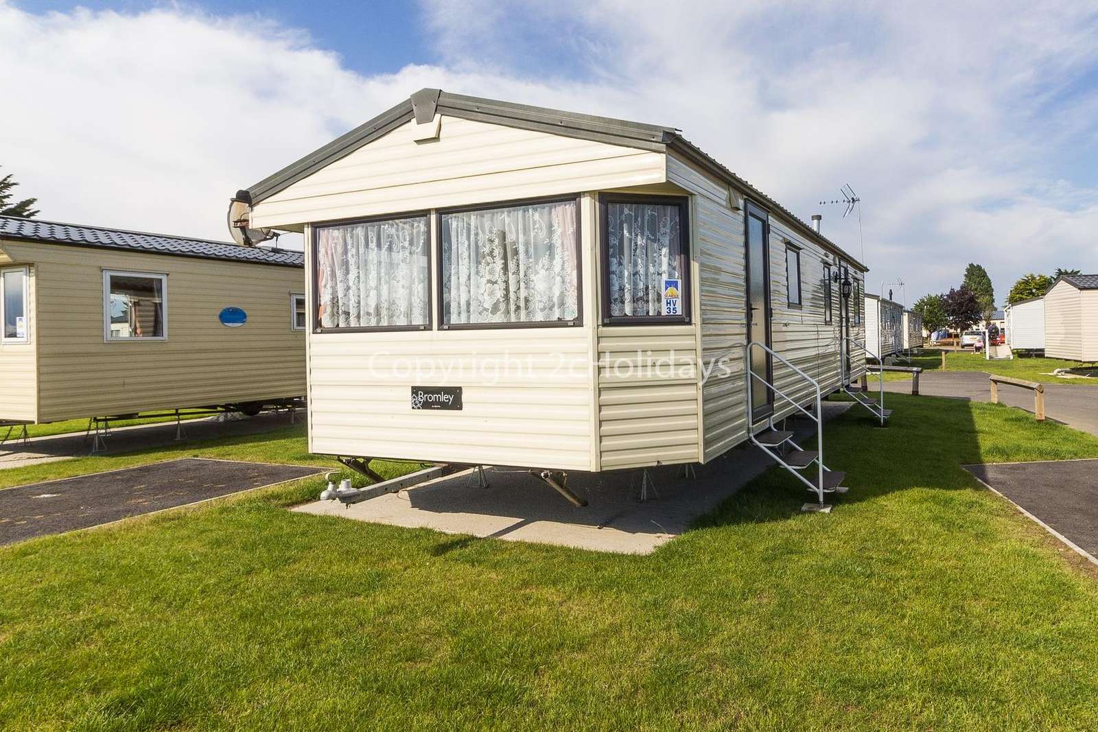 On a fantastic holiday park with great amenities and the beach nearby.