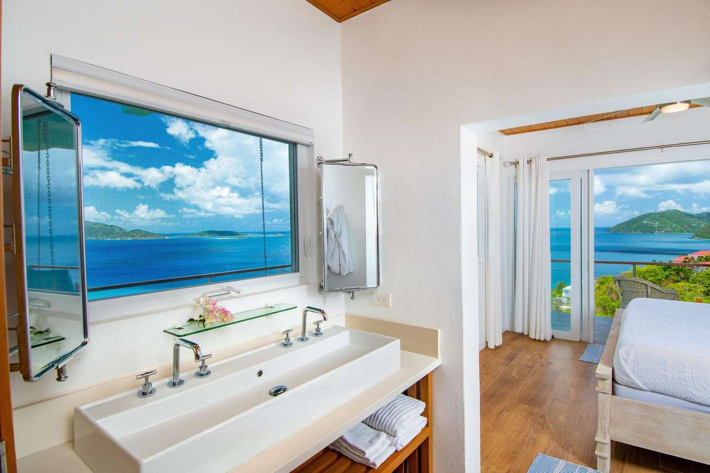 Bright bathroom with stunning ocean views and natural light