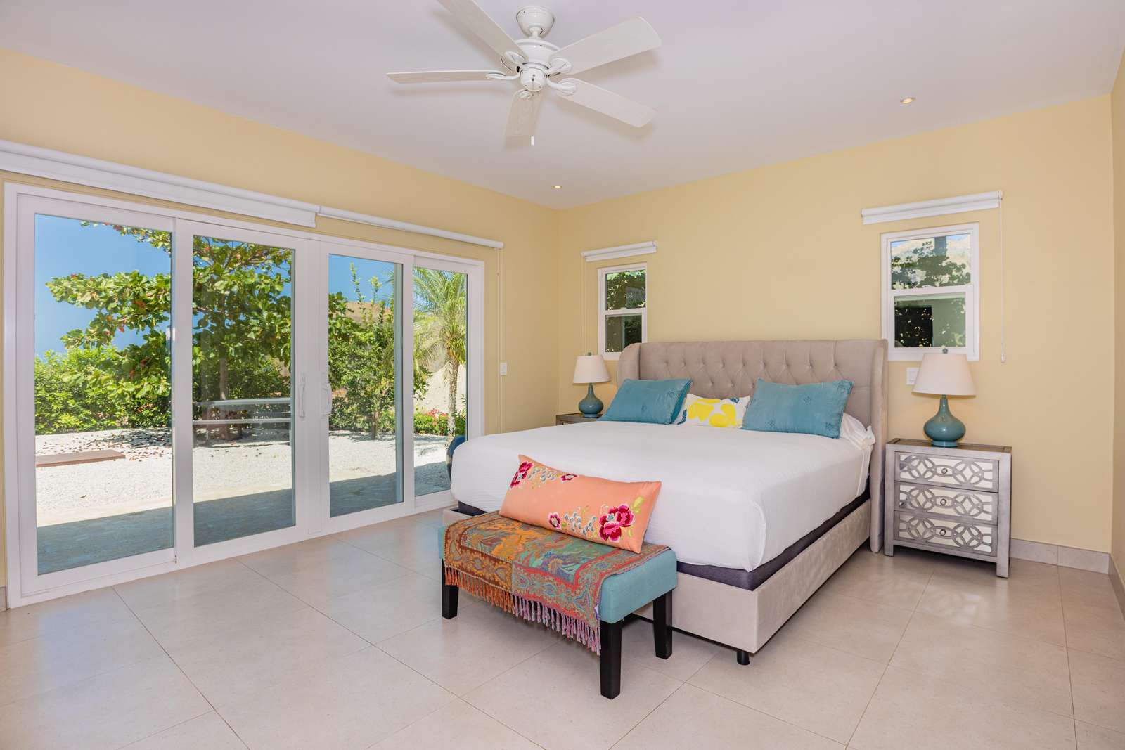 Master Bedroom, King bed, Full private bathroom, access to pool, terrace area