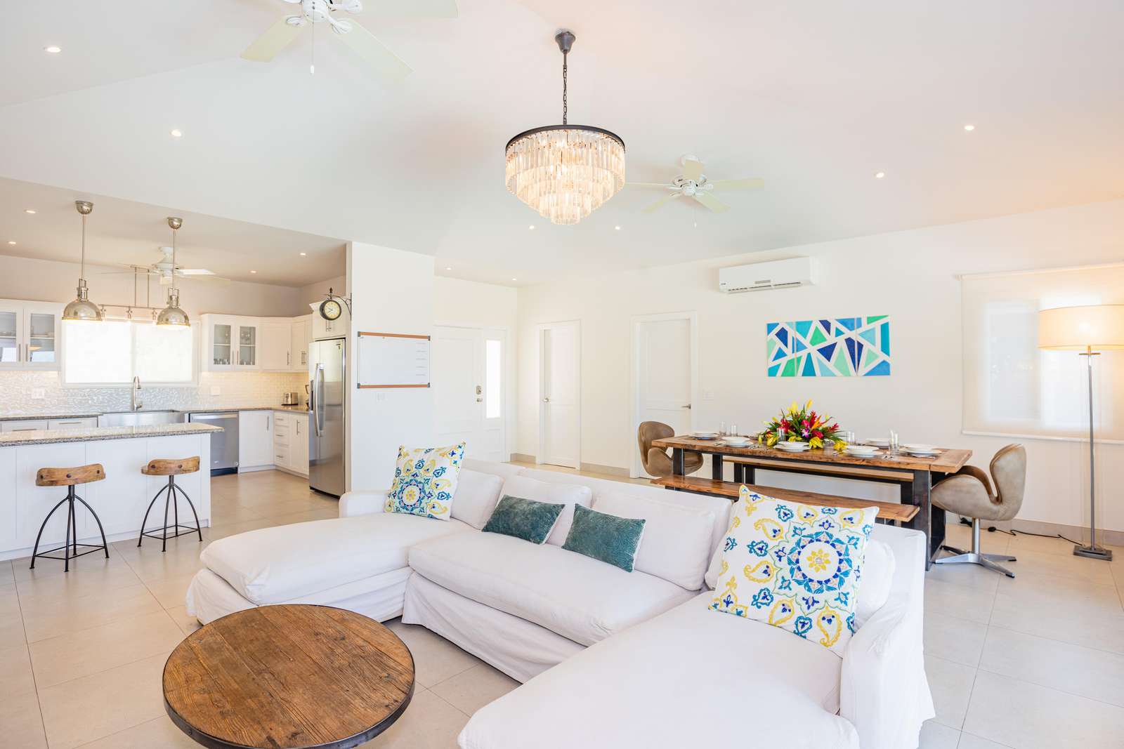 Living and dining areas