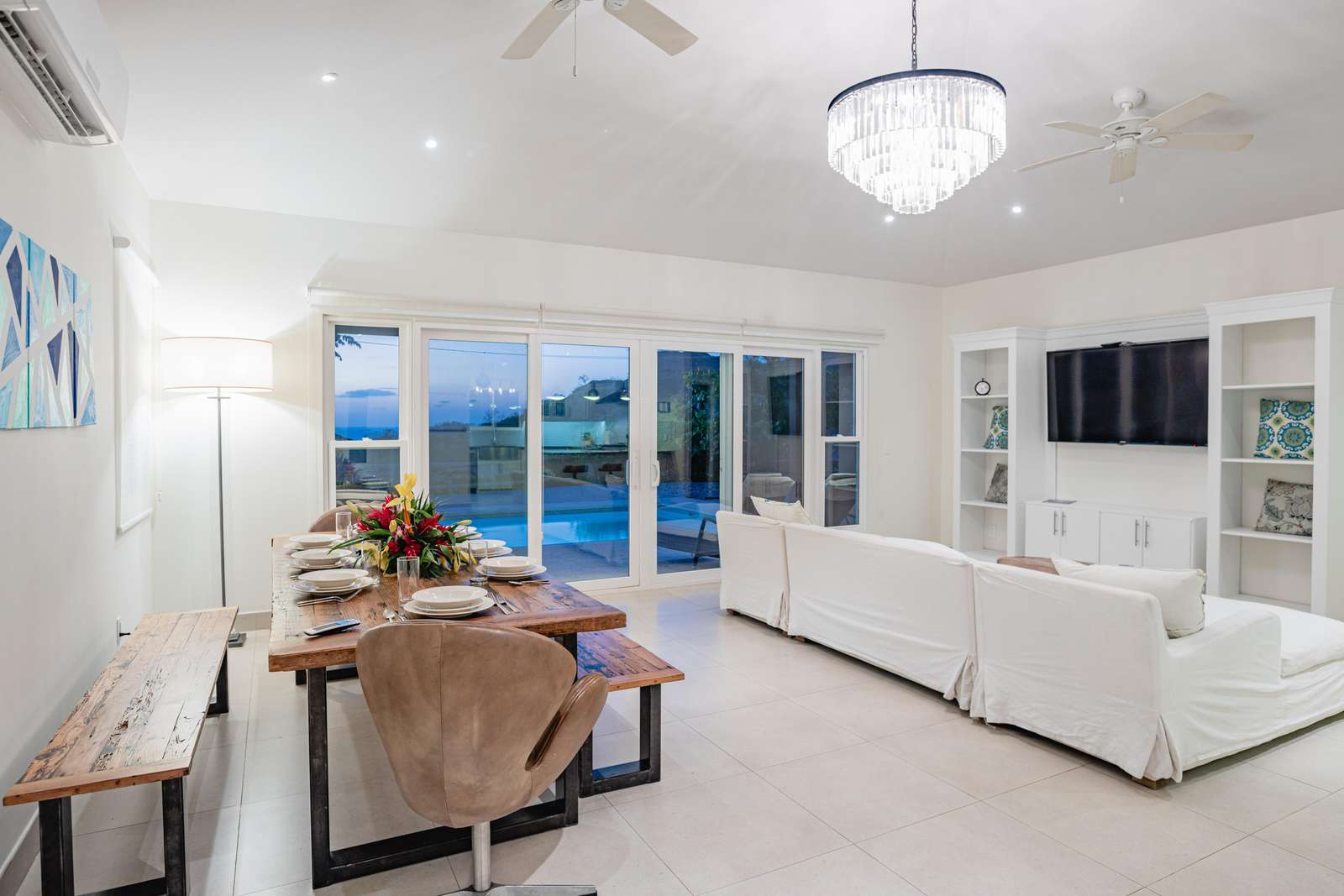View of dining and living areas