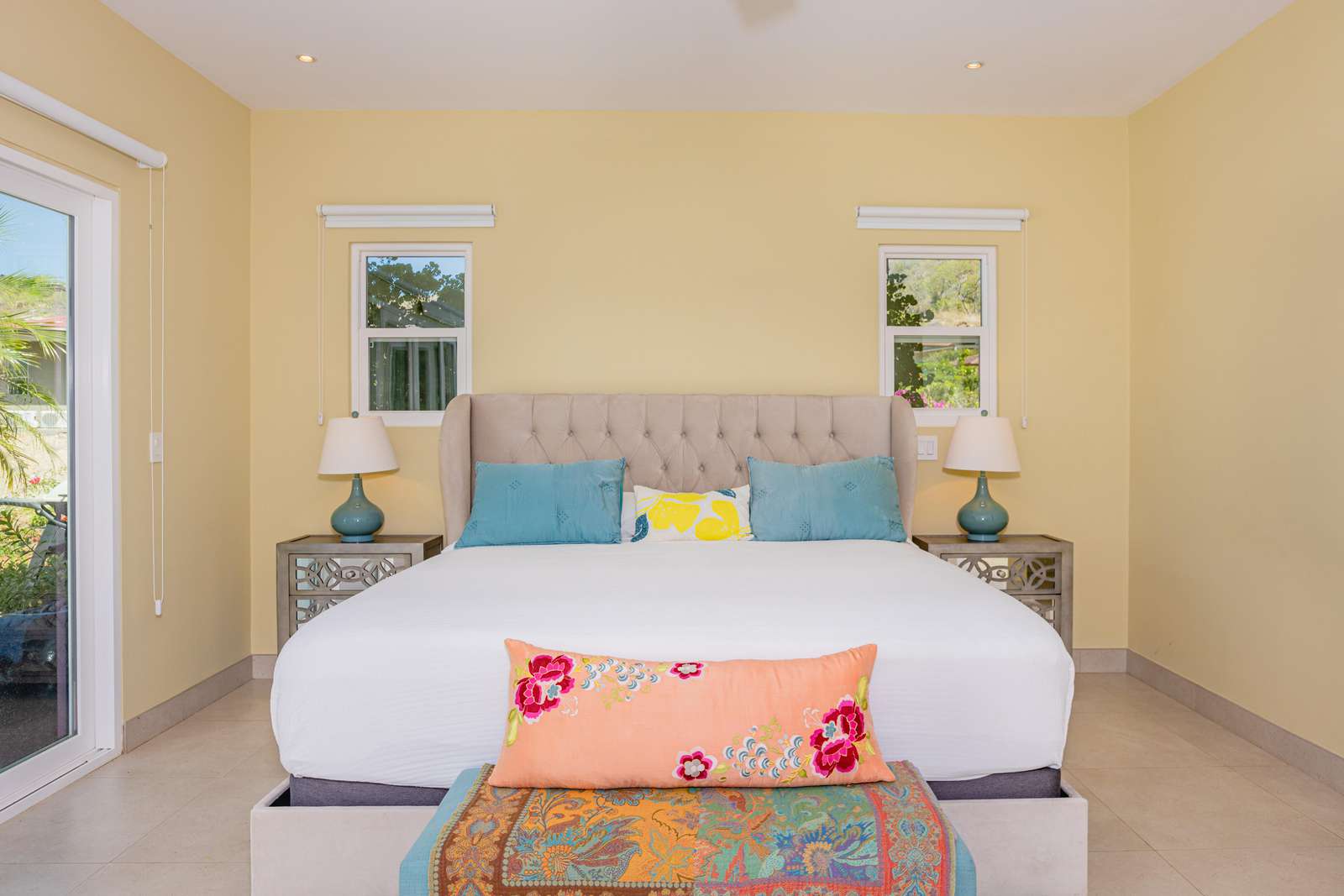 Master Bedroom, King bed, Full private bathroom, access to pool, terrace area