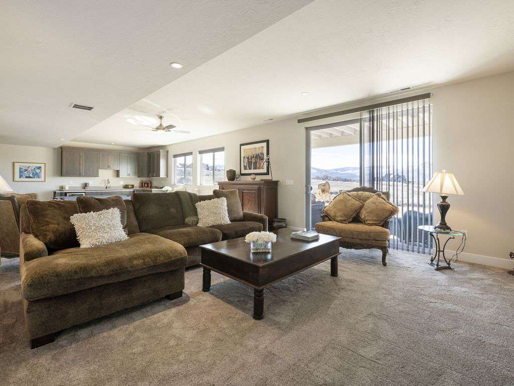 Huge basement gathering room with walk out patio