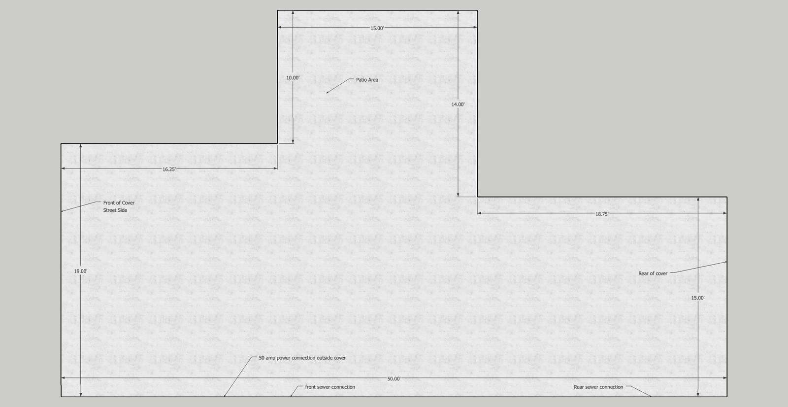 This is the open/usable are diagram for the slab. Within inches.