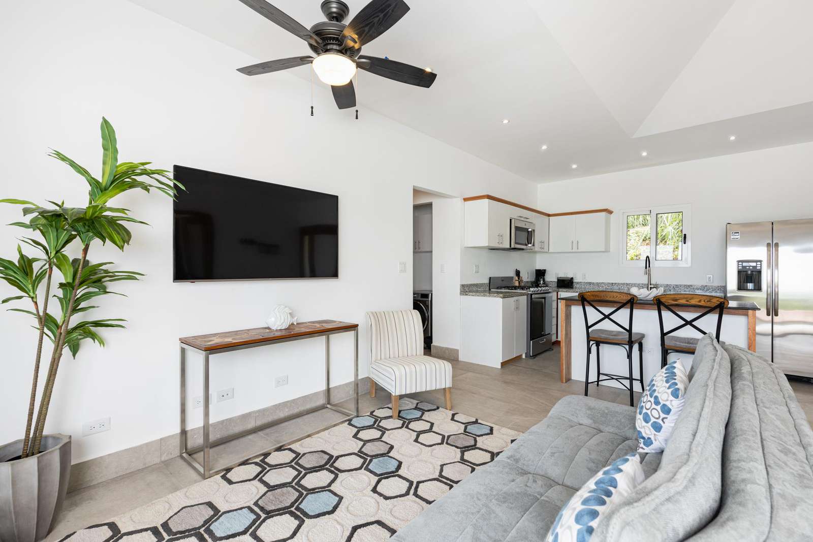 Living area, futon sofa, Smart TV