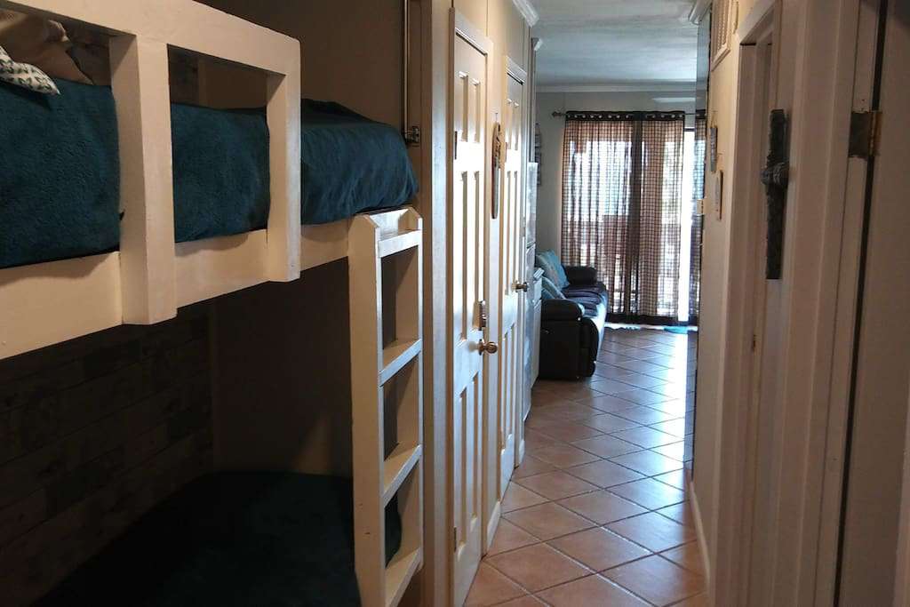 junior bunkbeds built into a custom niche