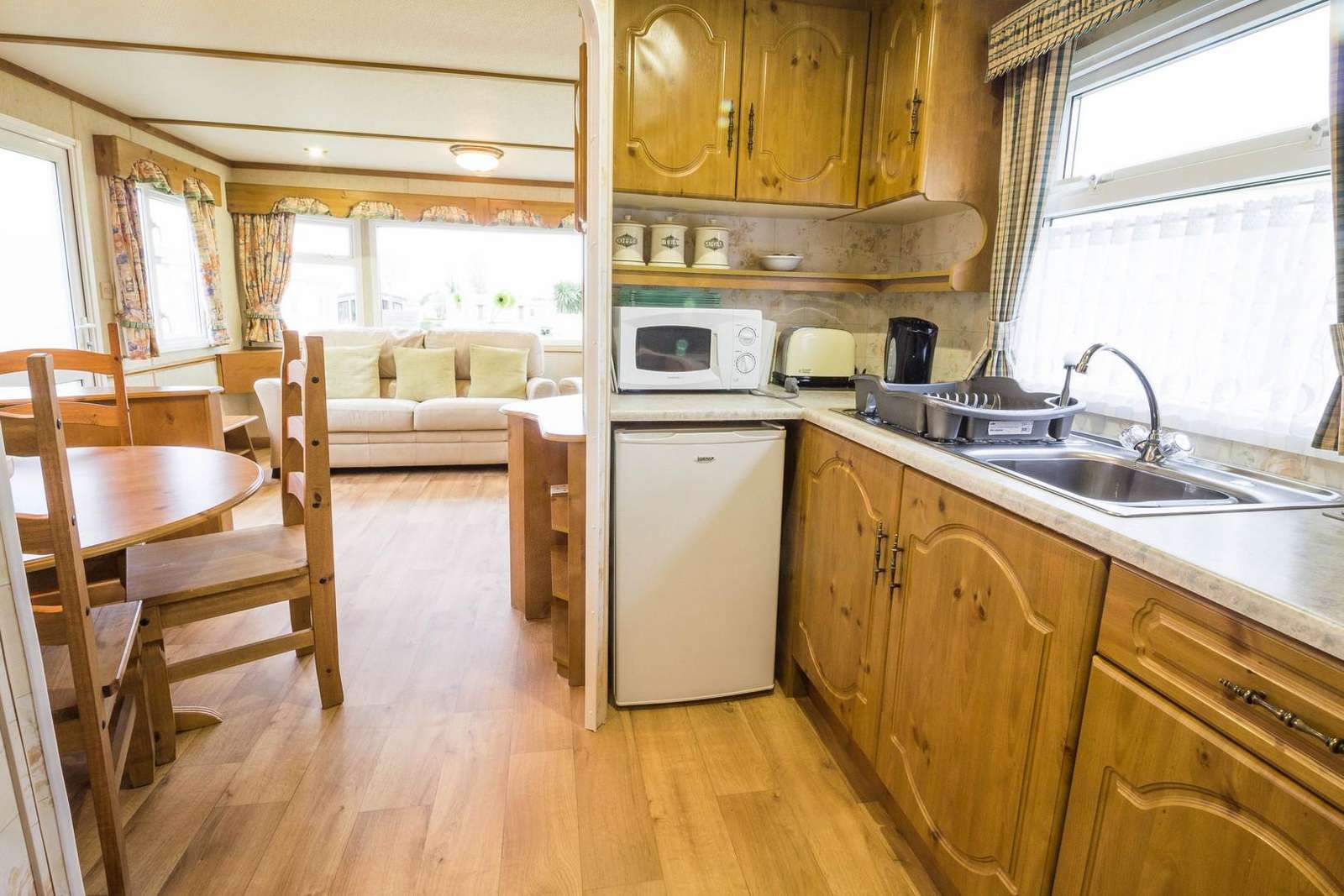 Great kitchen area in this affordable caravan for hire.