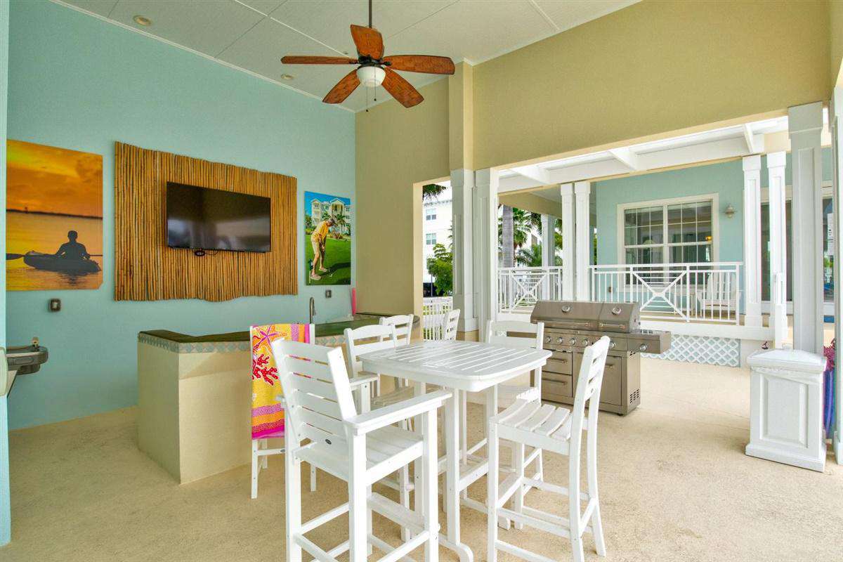 Outdoor community grill area near the pool