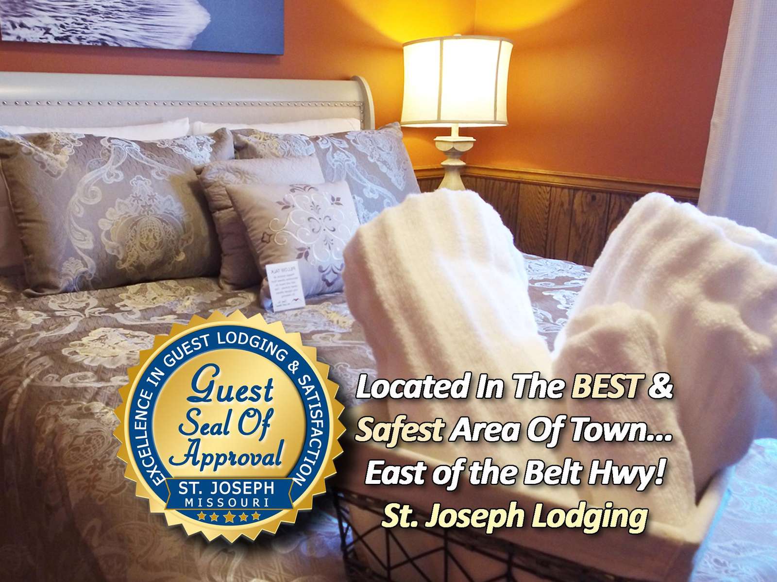 Cozy bedroom retreat with plush bedding and warm lighting - property