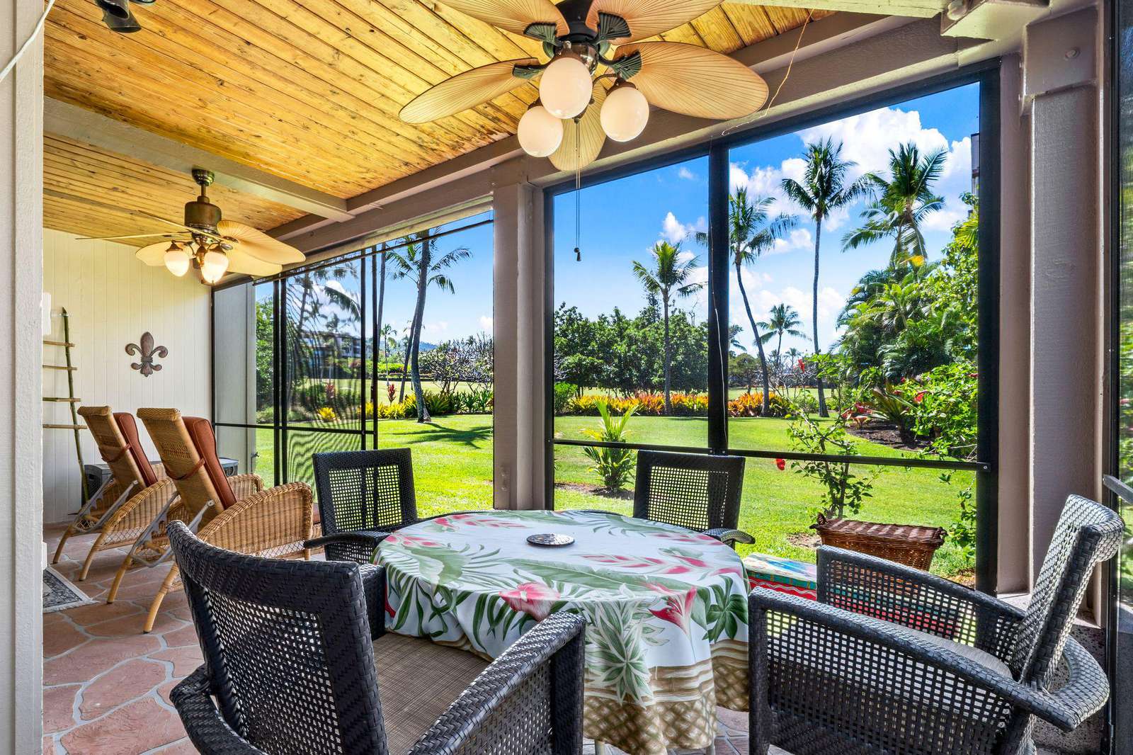 Relax on the cool, shady screened in lanai.