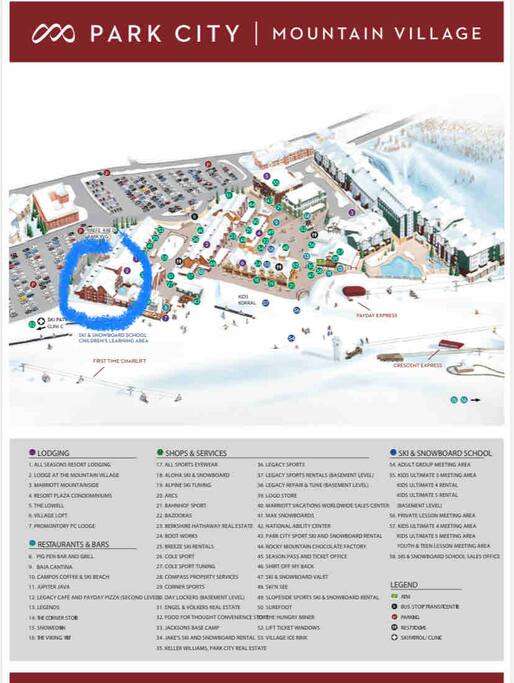 Resort village - our building is circled in blue! Ski-in /ski-out