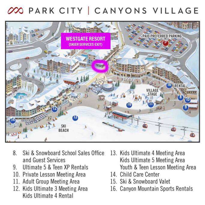 Location, location, location! Exit right into Canyons Village. SLOPESIDE accommodations. Our FREE Ski Valet will have your skis for you right by the Gondola.