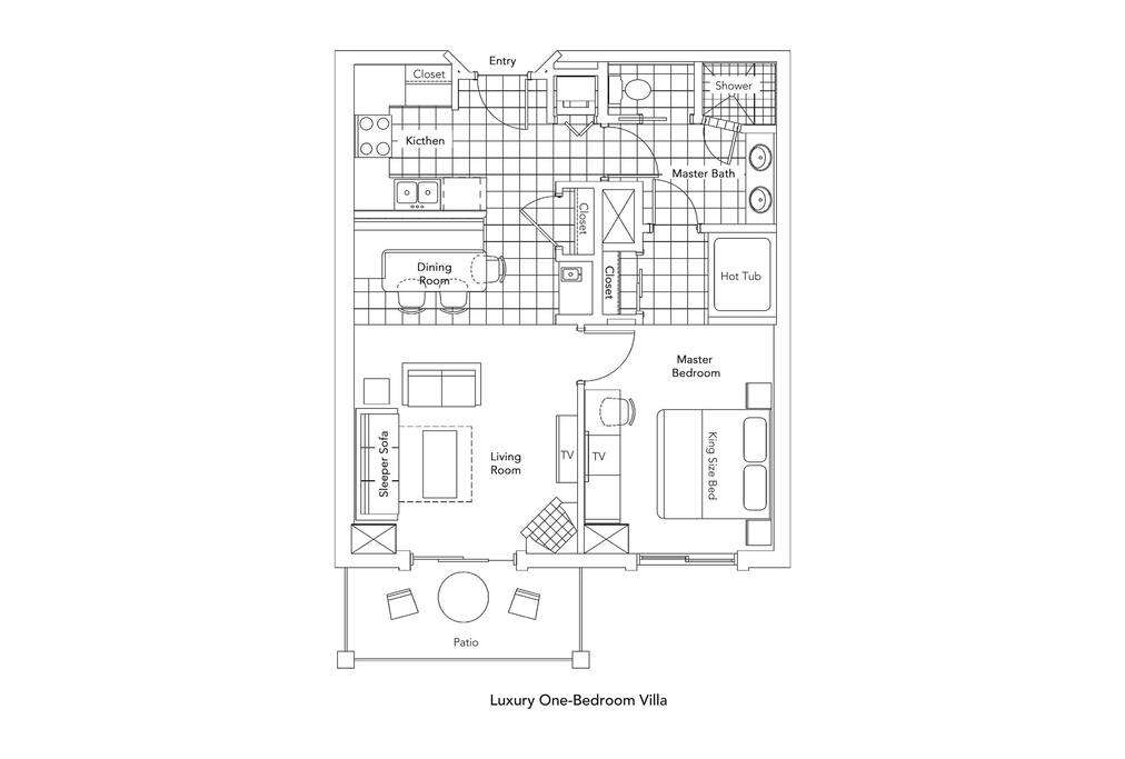 750 square feet. Bedroom bedroom with spacious living area and full kitchen.