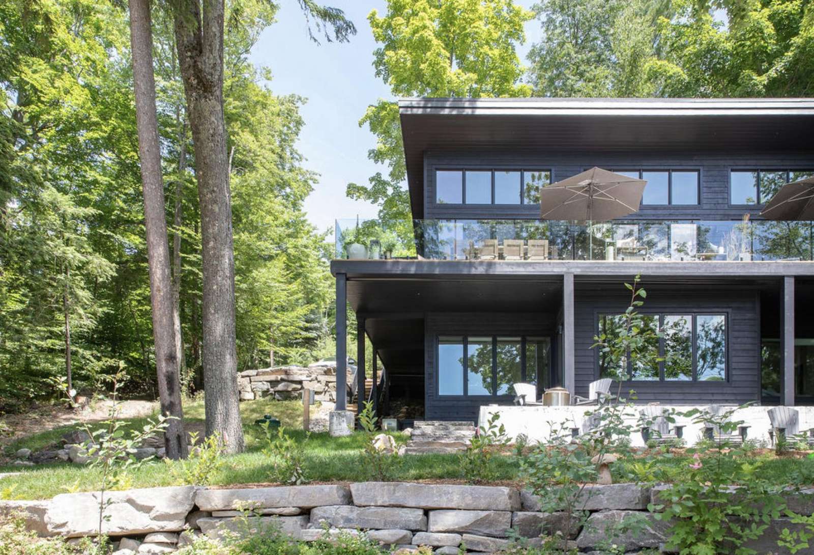 Spacious forest-side patio perfect for peaceful mornings - property