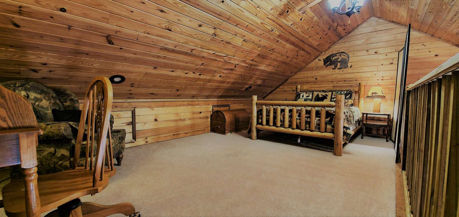 Loft bedroom with queen bed