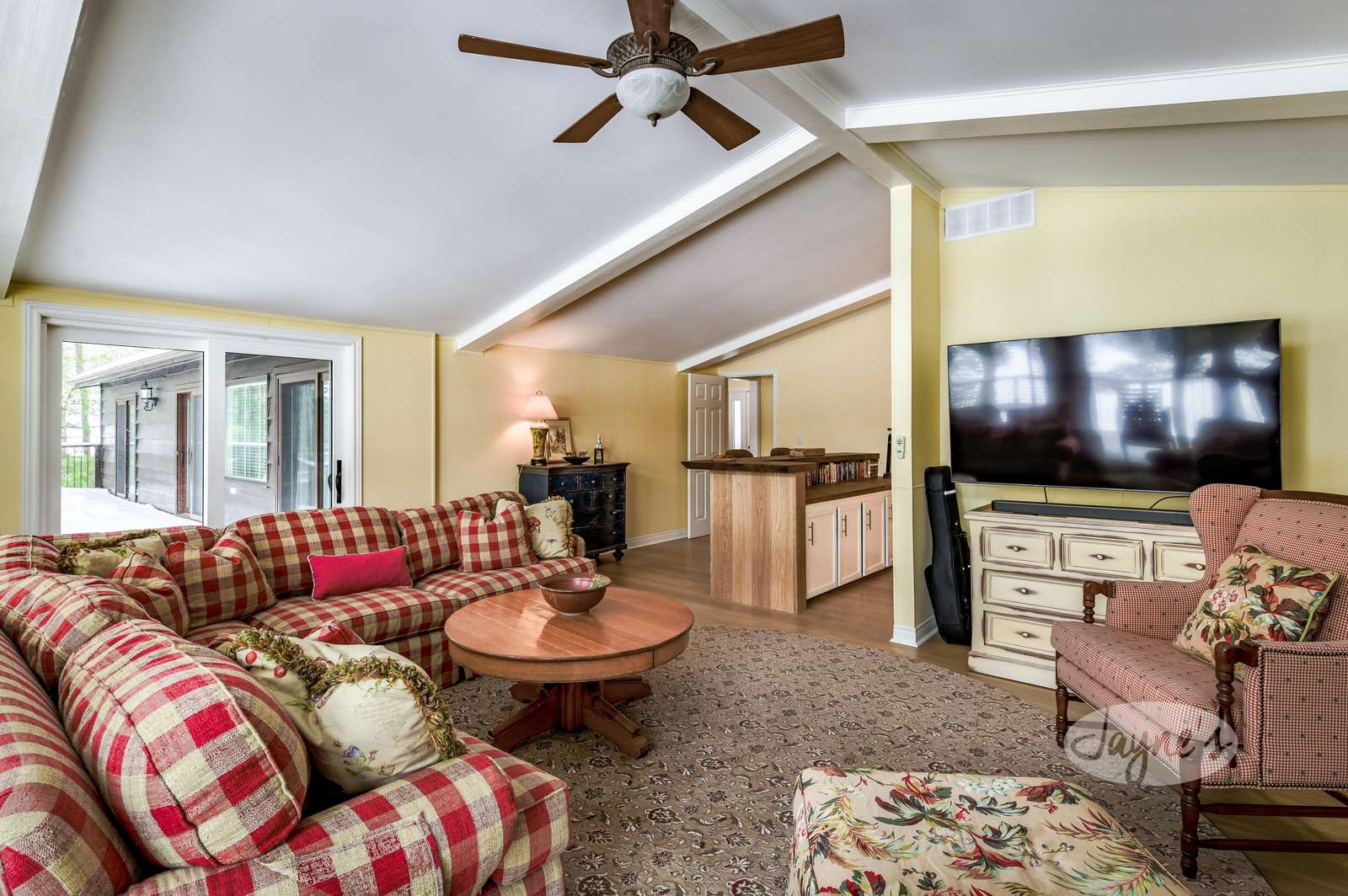 Family Room, Fireplace & Bar - Main Level
