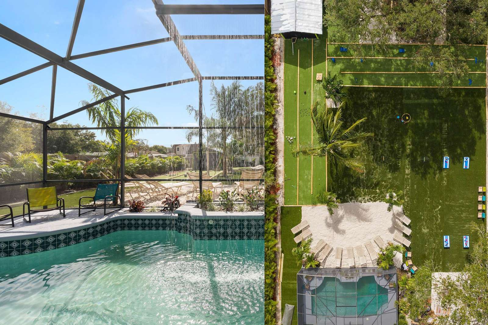 enjoy the Rain waterfall and the over 6k square feet of fake turf and mini golf course - property