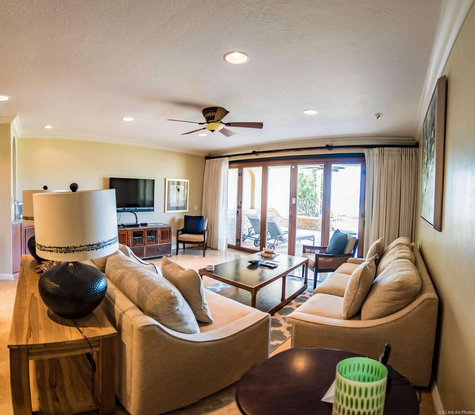 Living area and large flat screen TV