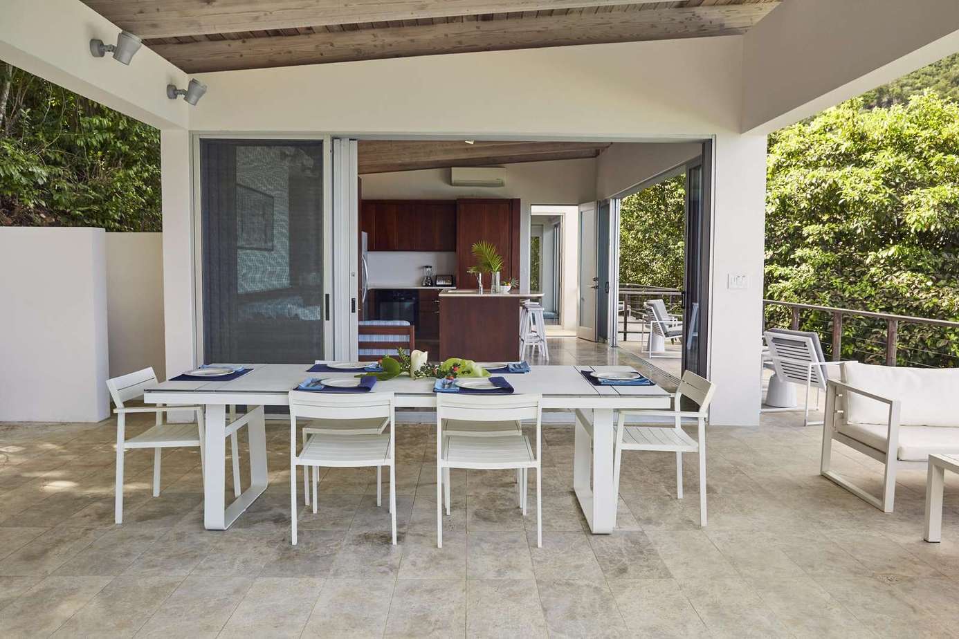 Spacious outdoor dining area perfect for gatherings and meals