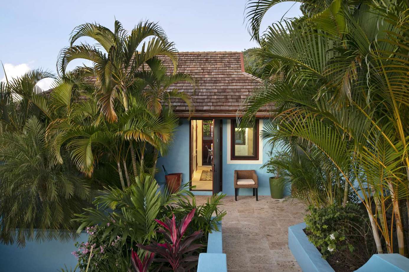 Charming tropical patio perfect for morning coffee and relaxation
