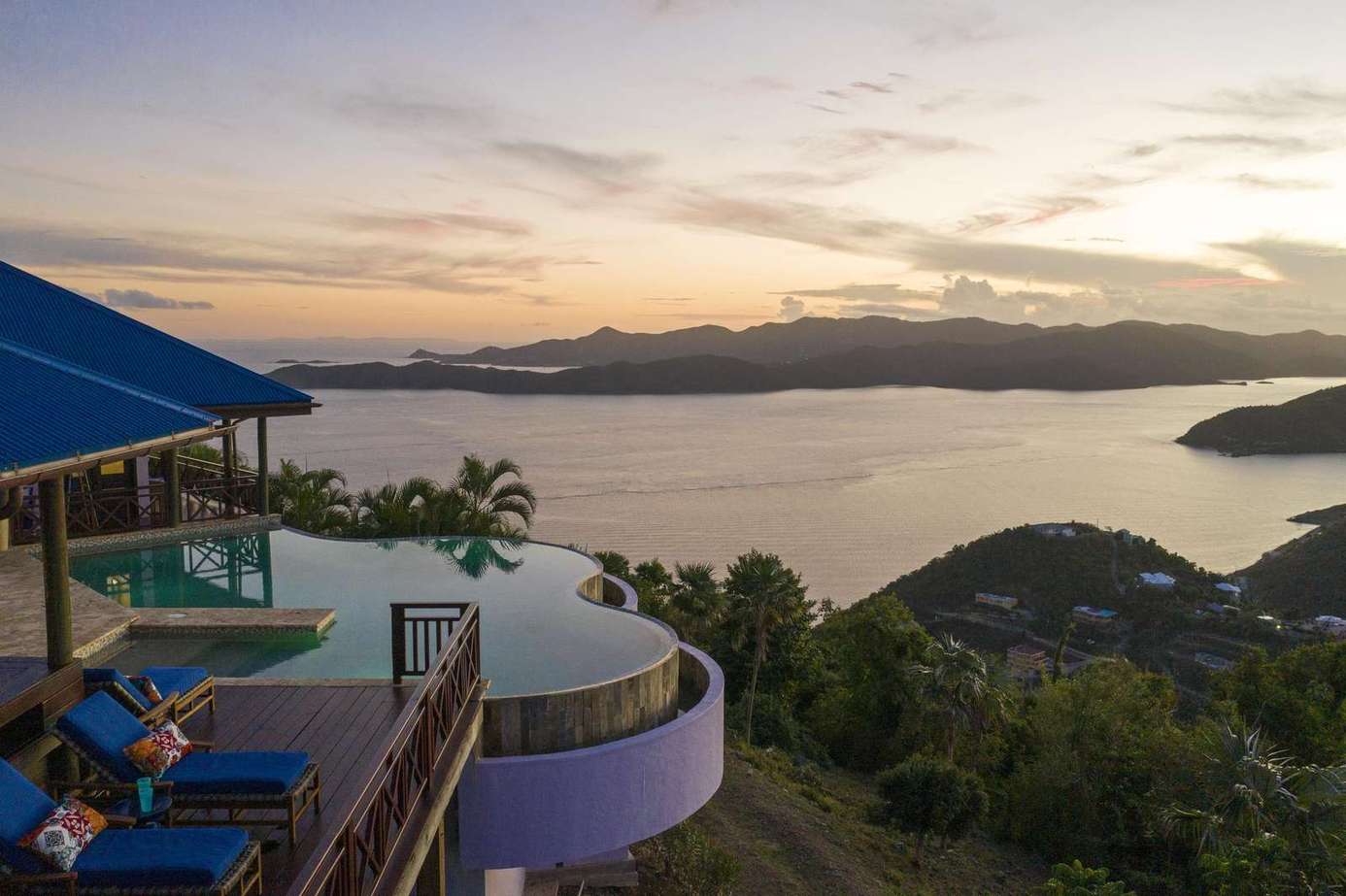 Sunset views from the infinity pool and spacious deck