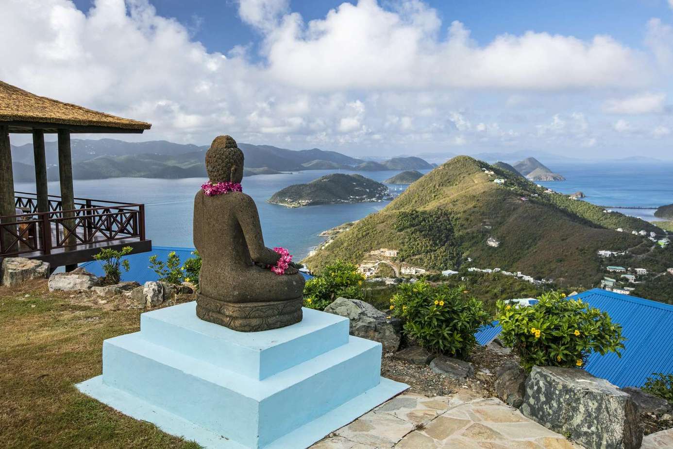 Tranquil hilltop patio with panoramic ocean views