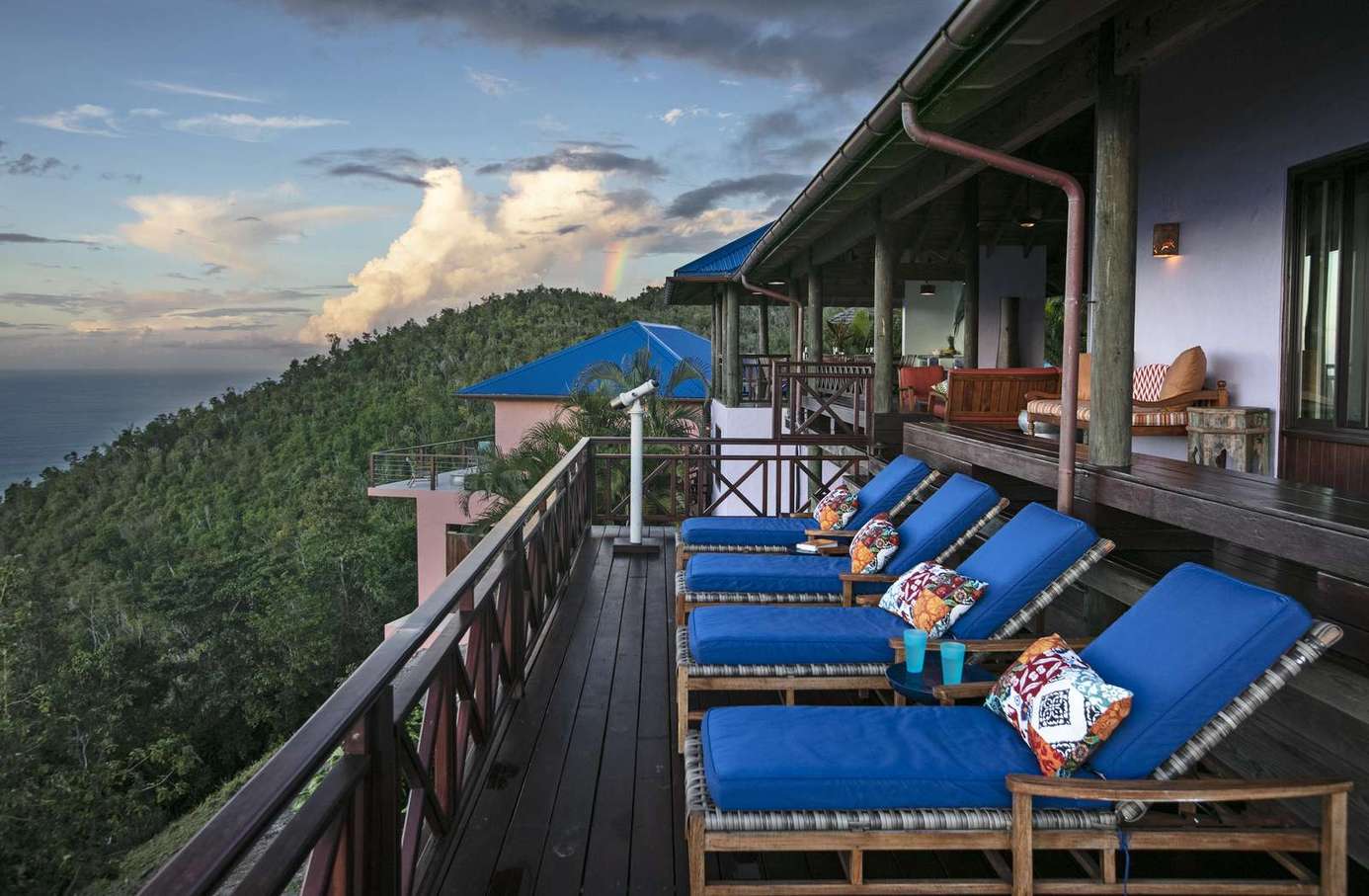 Spacious balcony with panoramic mountain and ocean views
