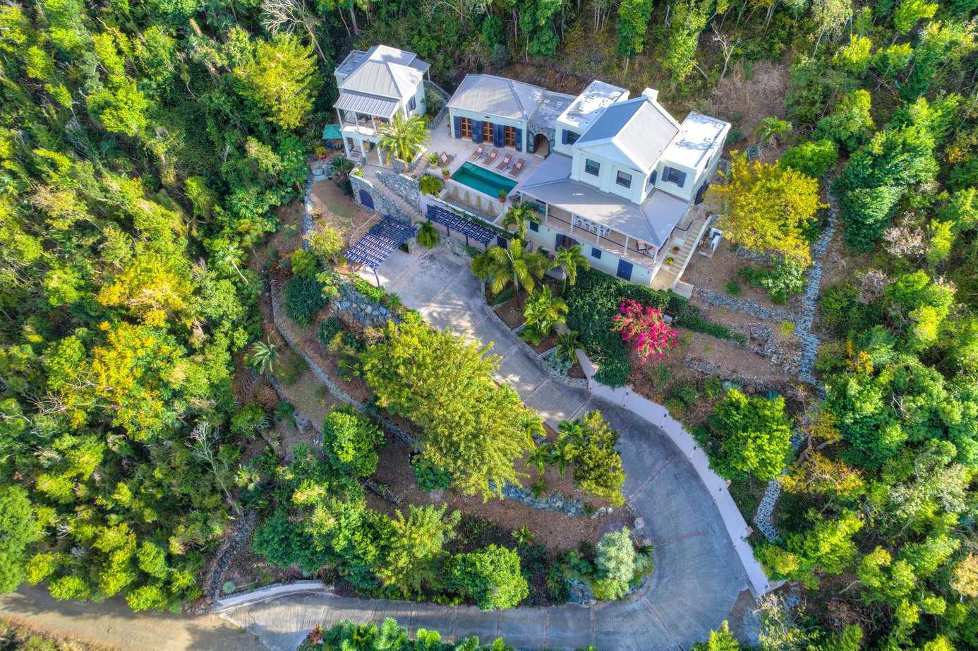 Secluded hillside retreat surrounded by lush greenery