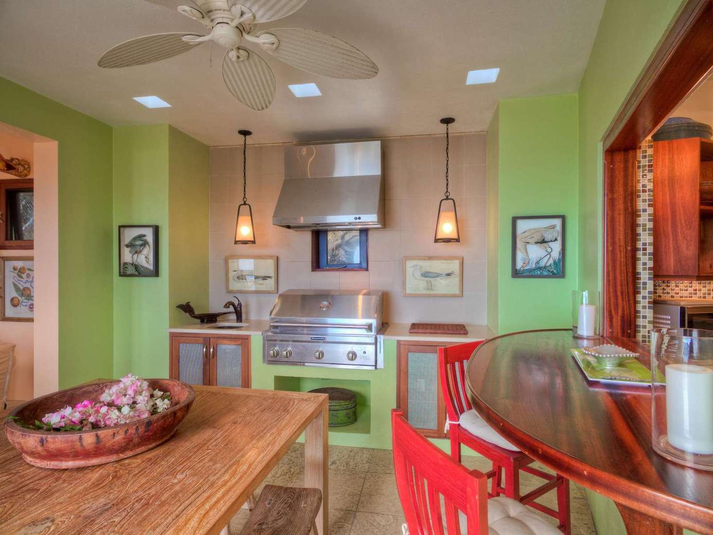 Cozy kitchen with vibrant colors and modern charm