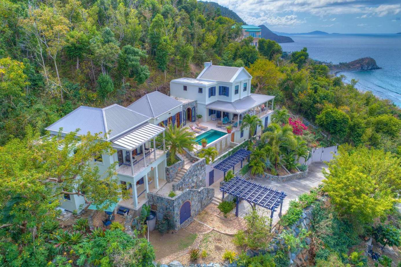 Secluded hillside villa with panoramic ocean views and pool