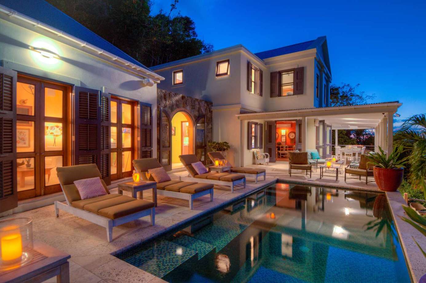 Elegant patio retreat with cozy seating and private pool