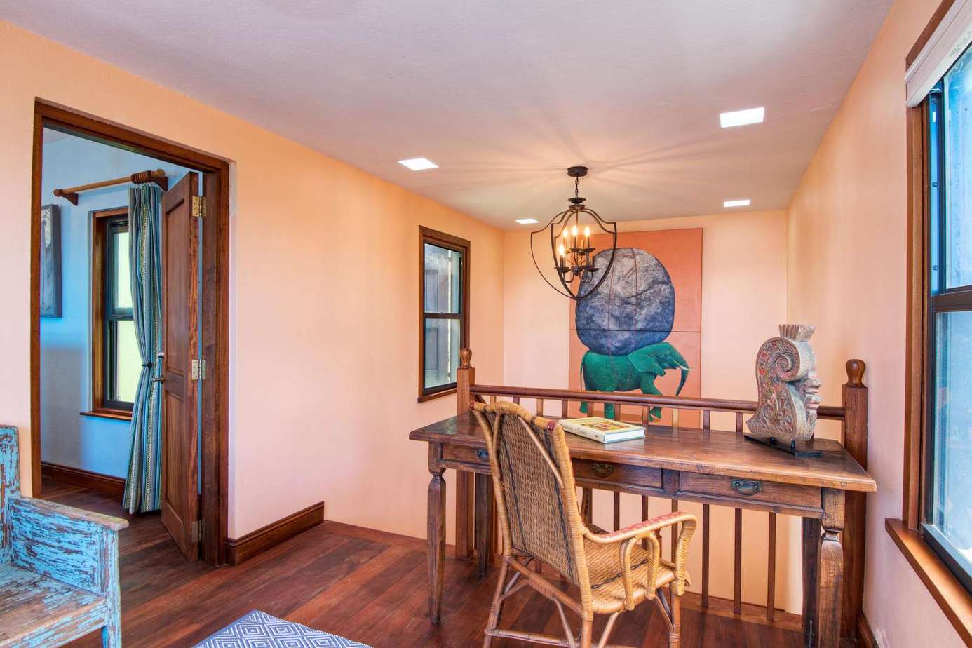 Cozy dining nook with warm lighting and rustic charm