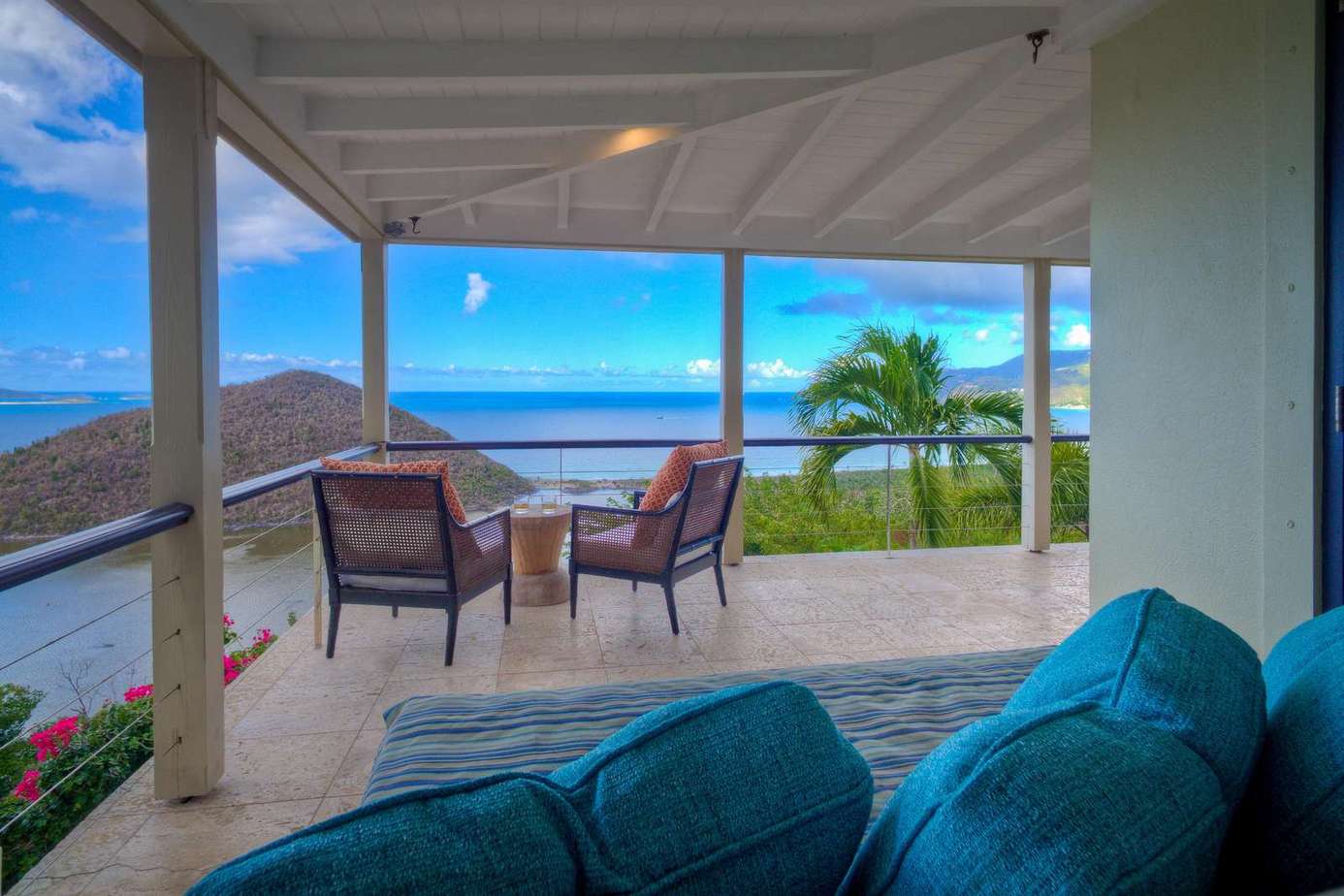 Spacious patio with stunning ocean and mountain views