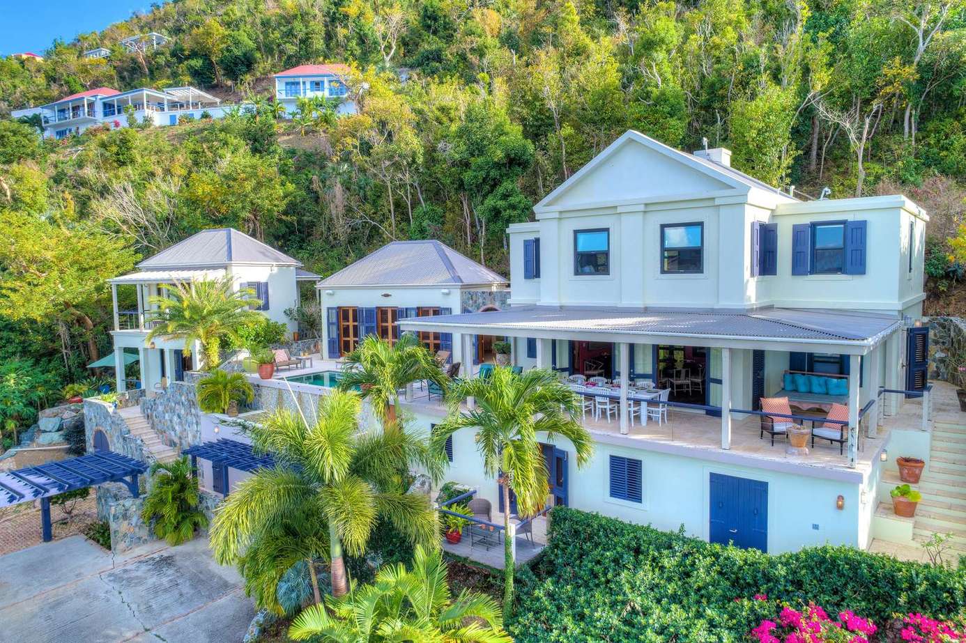 Spacious hillside retreat with panoramic balcony views