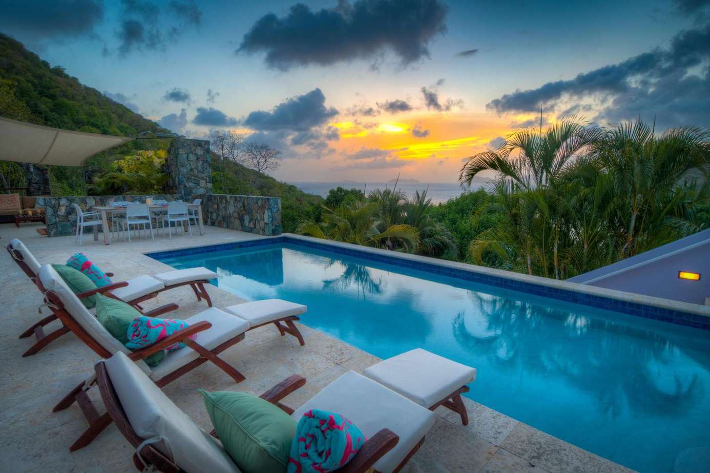 Sunset views from the serene poolside lounge area