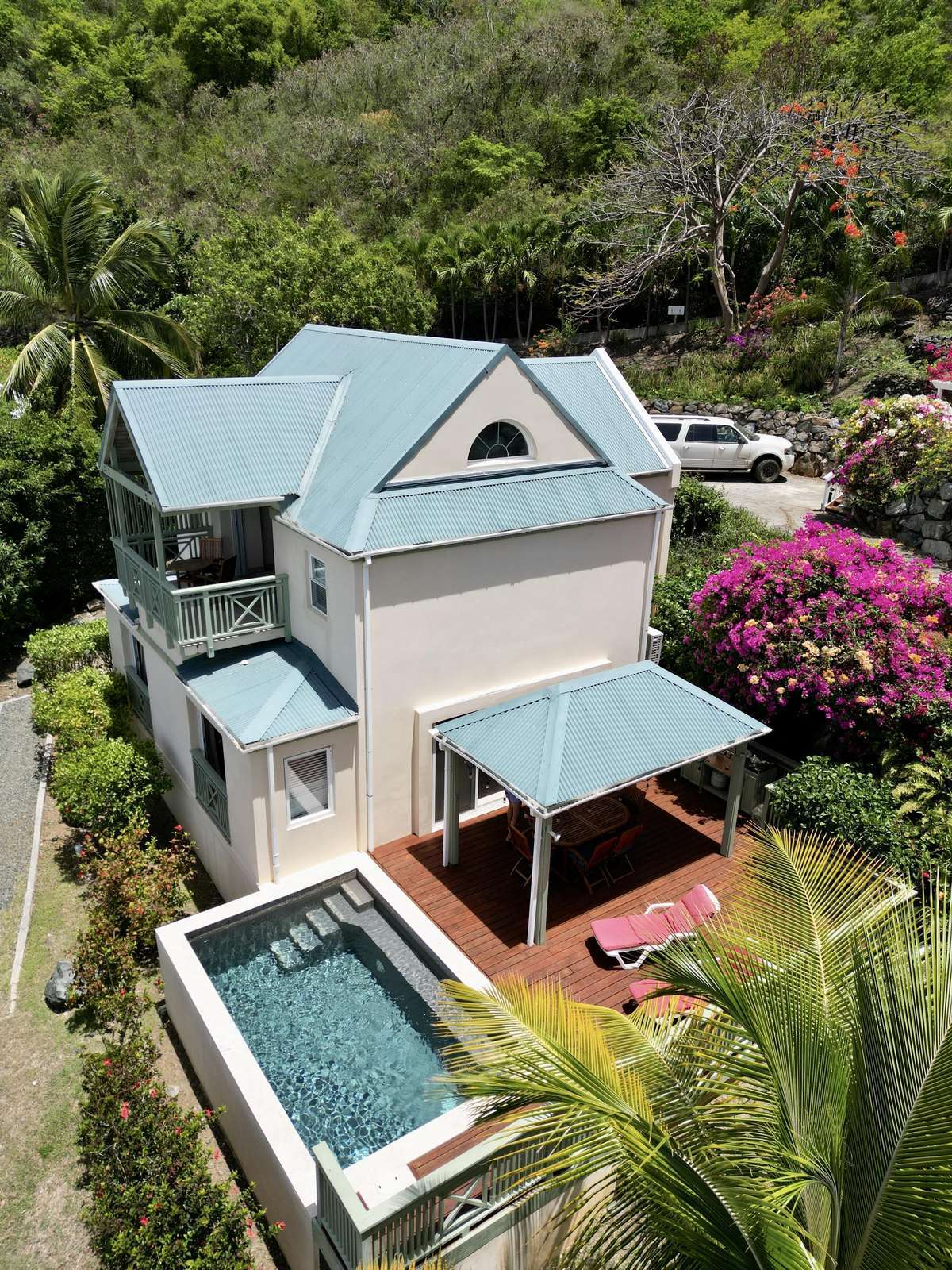 Secluded villa retreat with private pool and lush gardens